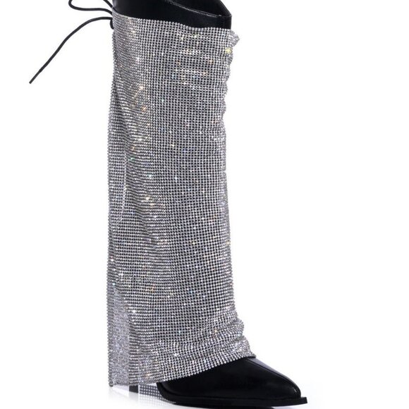 AZALEA WANG " TAKE COVER " EMBELLISHED STILETTO BOOT / BLACK  (BRAND NEW !!!! - Picture 3 of 10